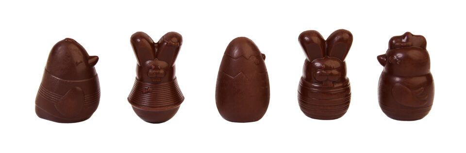 Assortiment de petits animaux de Pâques en chocolat noir